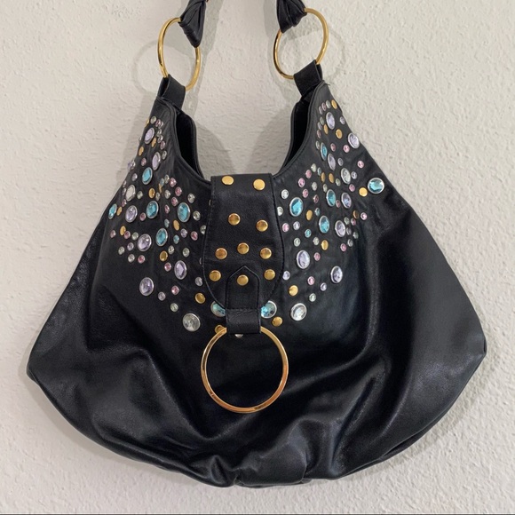 Leather Rhinestone Jasmine Hobo Bag - Picture 5 of 13